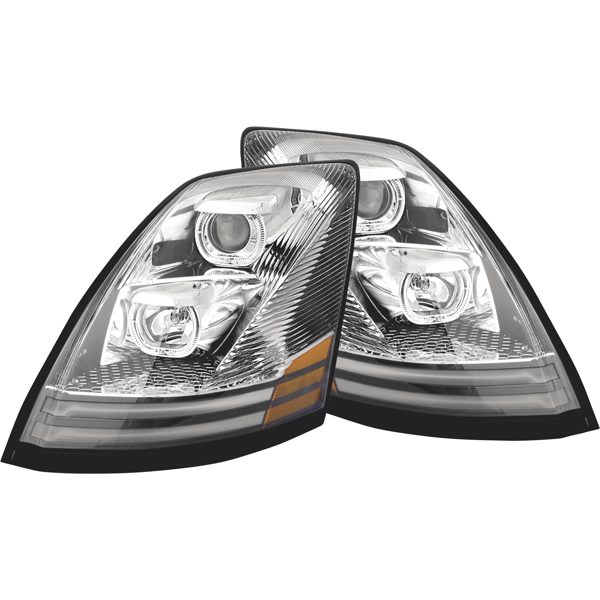 TRUX Volvo Passenger's Side Halogen Semi-Truck Headlight Assembly with LED Lightbar, Model# TLED-H45